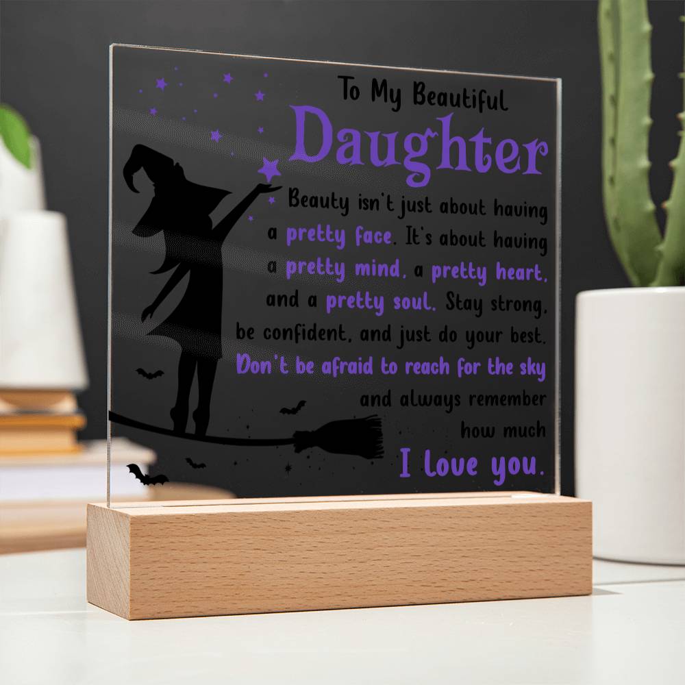 Halloween Gift For Daughter - Pretty Soul - Acrylic Square Plaque with Available LED Night Light