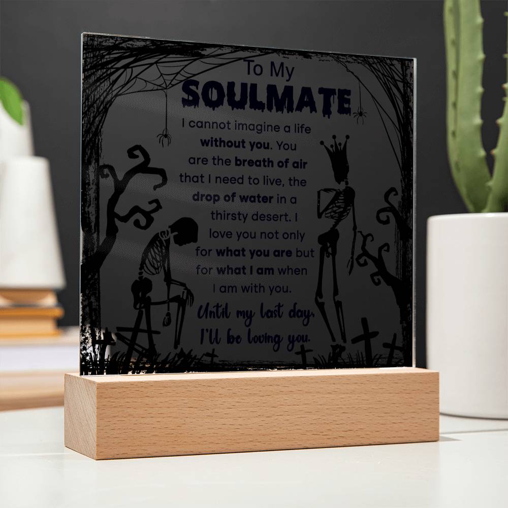 Soulmate Halloween Gift - Breath of Air - Acrylic Square Plaque with Available LED Night Light