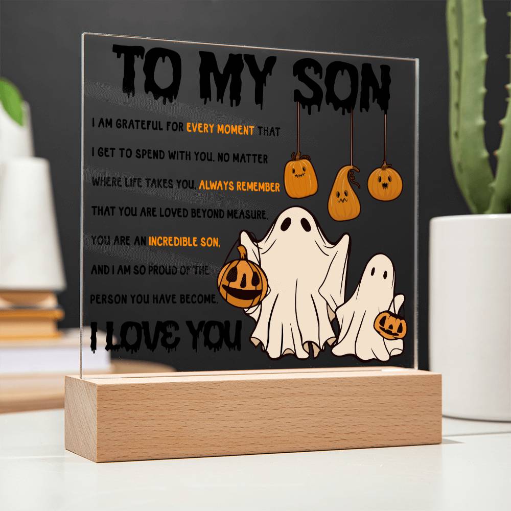 Son Halloween Gift - Incredible Son - Acrylic Square Plaque with Available Night Light