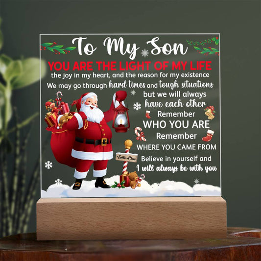 Gift For Son - Acrylic Square Plaque with Available LED Night Light - Light Of My Life