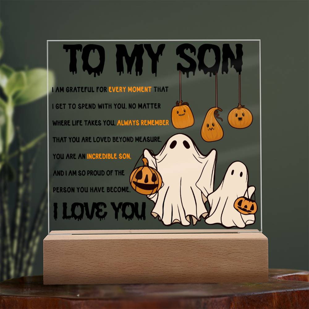 Son Halloween Gift - Incredible Son - Acrylic Square Plaque with Available Night Light