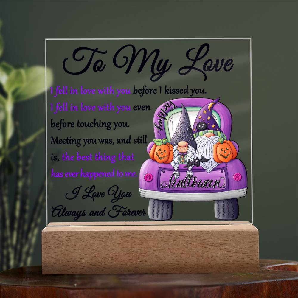 Soulmate Halloween Gift - Fell In Love - Acrylic Square Plaque with Available Night Light