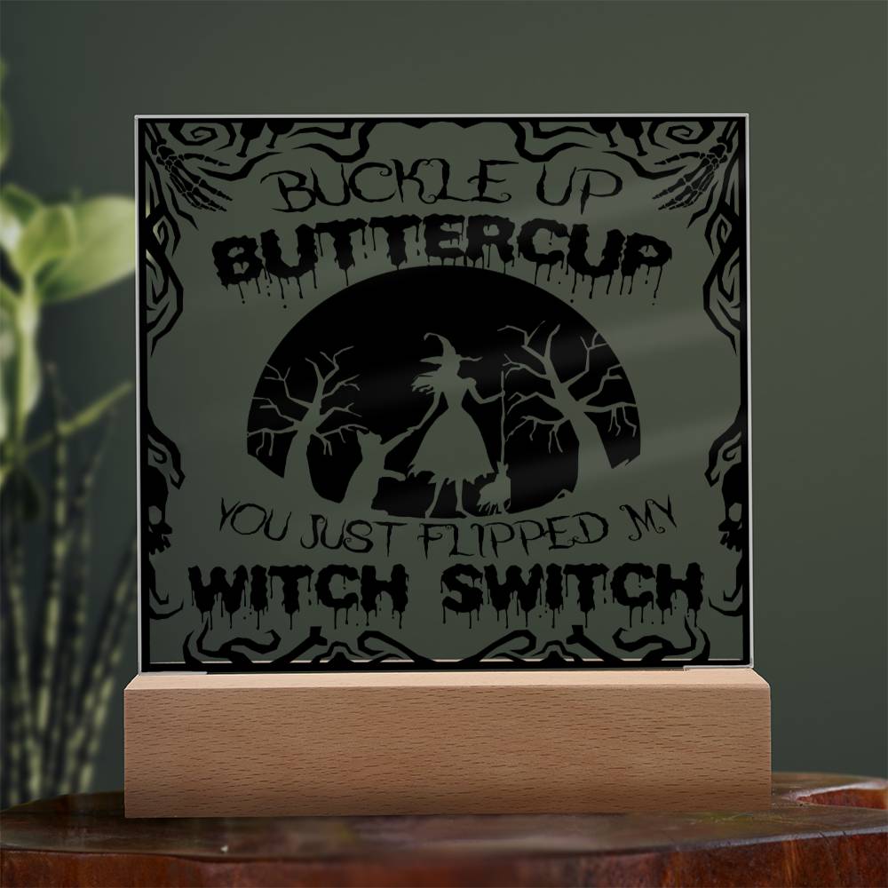 Halloween Gift - Buttercup - Acrylic Square Plaque with Available LED Night Light