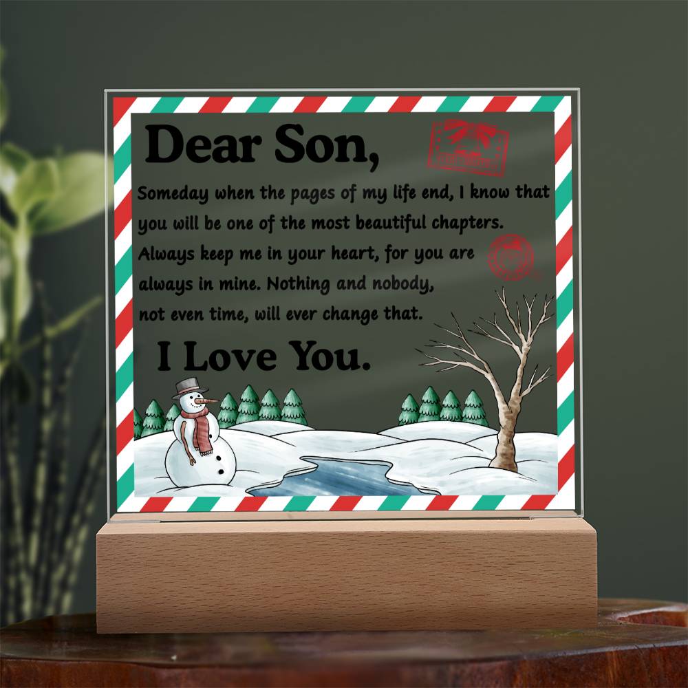 Gift For Son - Acrylic Square Plaque with Available LED Night Light - Beautiful Chapters