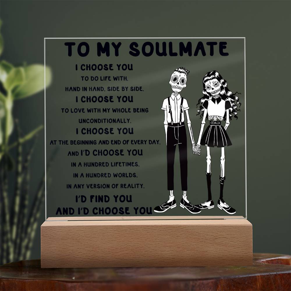 Soulmate Halloween Gift - Hundred Lifetimes - Acrylic Square Plaque with Available Night Light