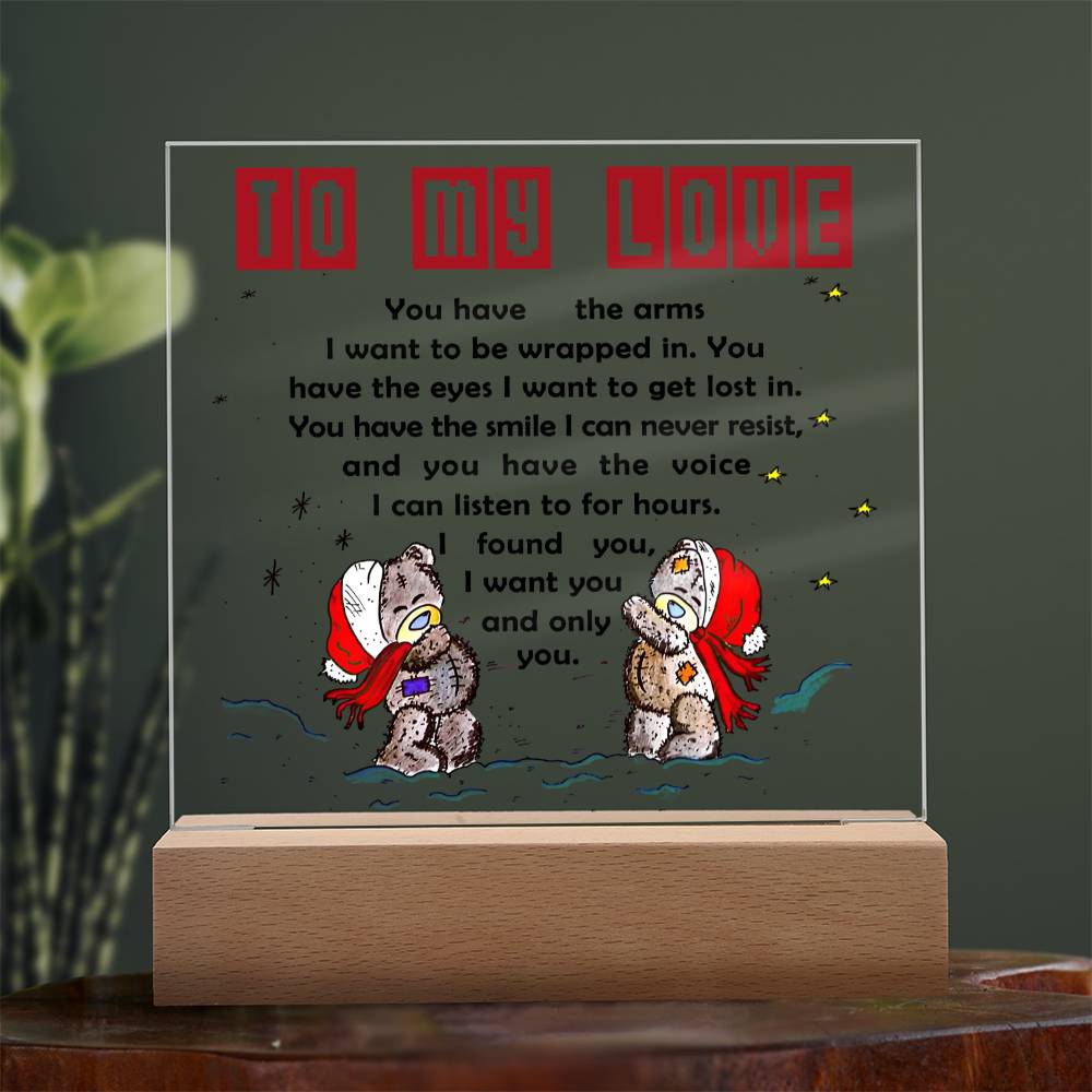 Soulmate Gift - Acrylic Square Plaque with Available LED Night Light -  I Found You