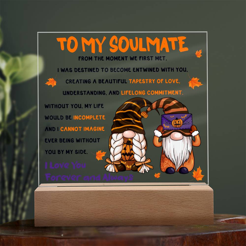 Soulmate Halloween Gift - First Met- Acrylic Square Plaque with Available Night Light