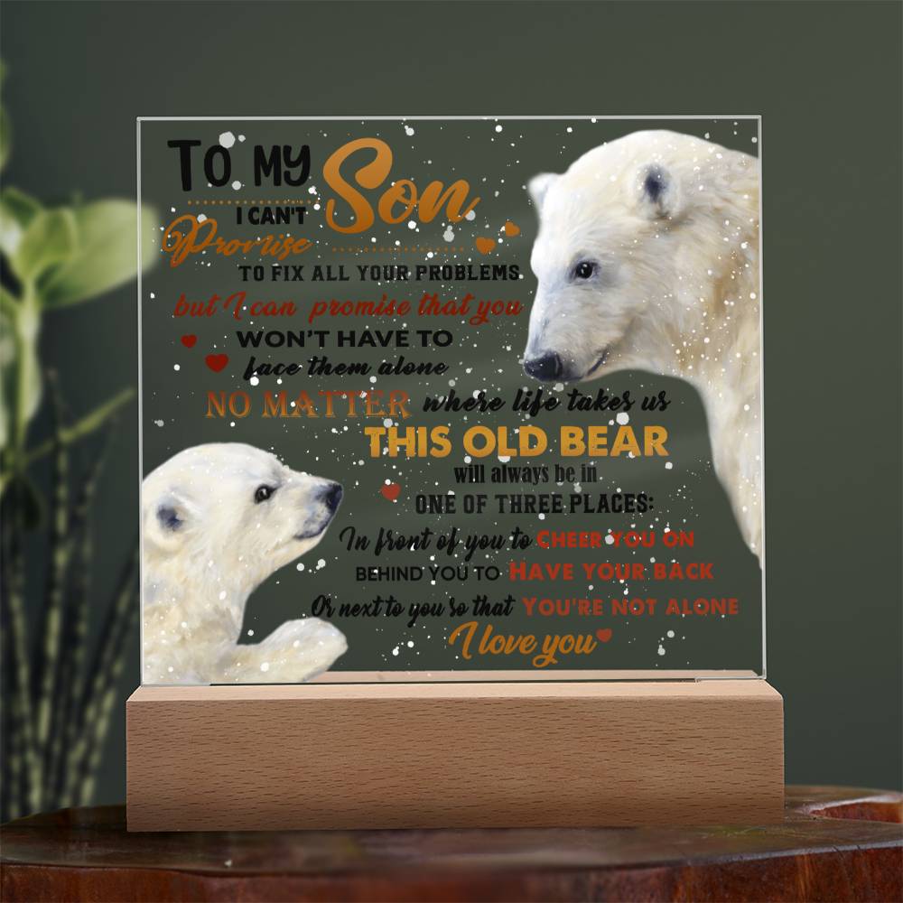 Gift For Son - Acrylic Square Plaque with Available LED Night Light - You're Not Alone