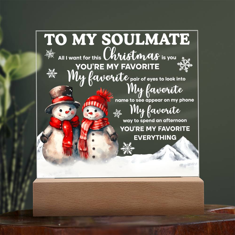 Soulmate Christmas Gift - My One and Only - Acrylic  Plaque with Available LED Night Light