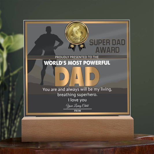 Dad Gift-Super Dad Award-Square Acrylic Plaque