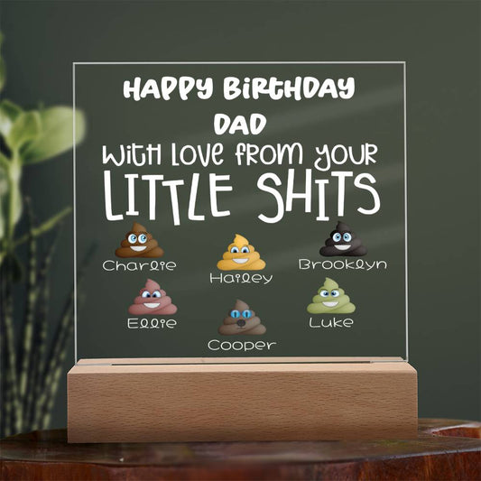 Personalized Birthday Gift For Dad - Little Shits Acrylic Plaque