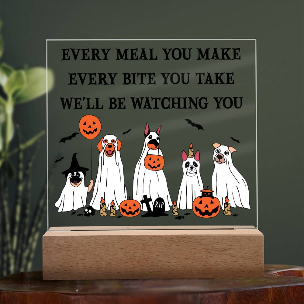 Halloween Gift - Watching You - Acrylic Square Plaque with Available Night Light