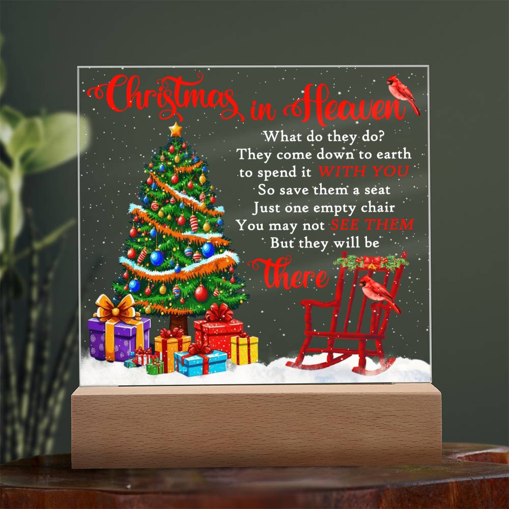 Remembering You This Christmas Gift - Acrylic Square Plaque with Available LED Night Light