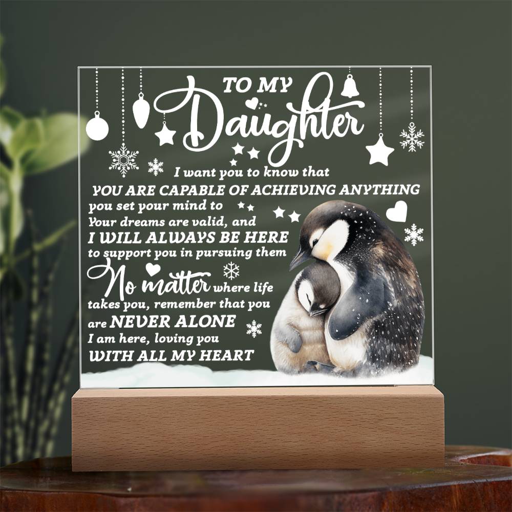 Gift For My Daughter - Loving You Acrylic Square Plaque with Available LED Night Light