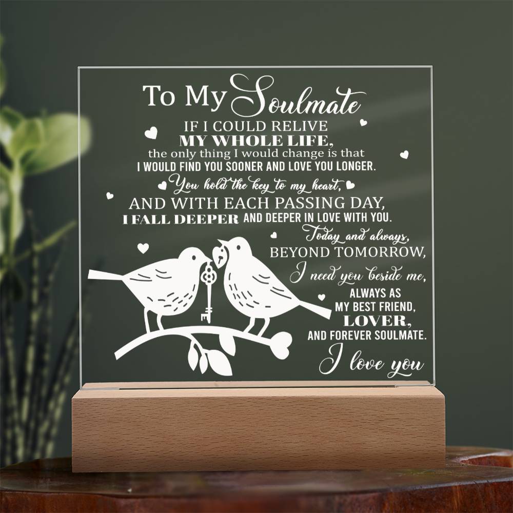 Soulmate Gift - Hold The Key - LED Acrylic Plaque Table Top Display