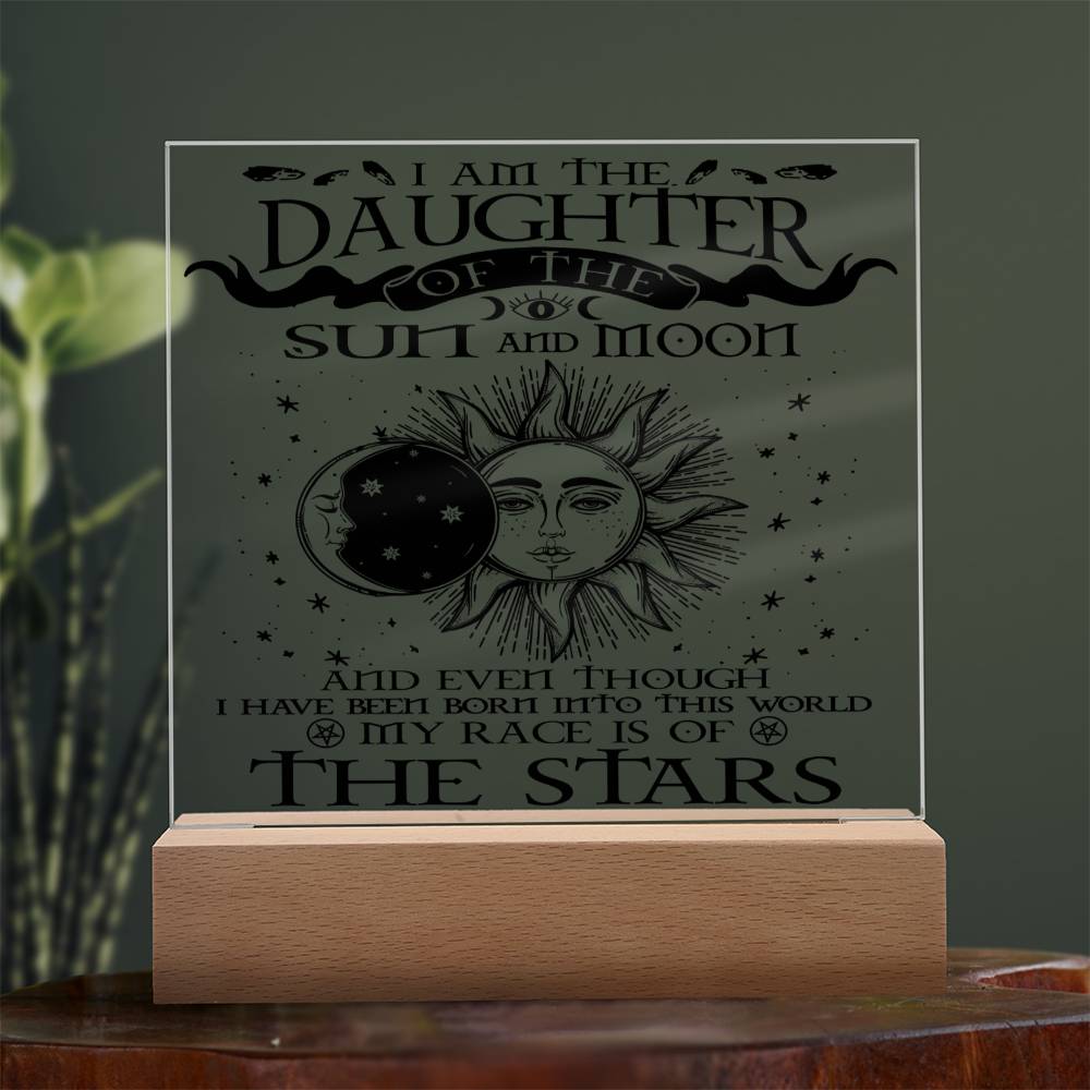 Halloween Gift For Daughter - Sun and Moon - Acrylic Square Plaque with Available LED Night Light