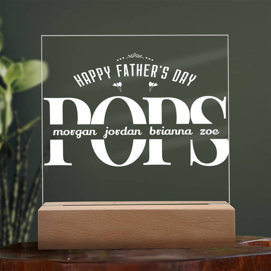 Personalized Fathers Day Gift For Dad - Pops Acrylic Plaque