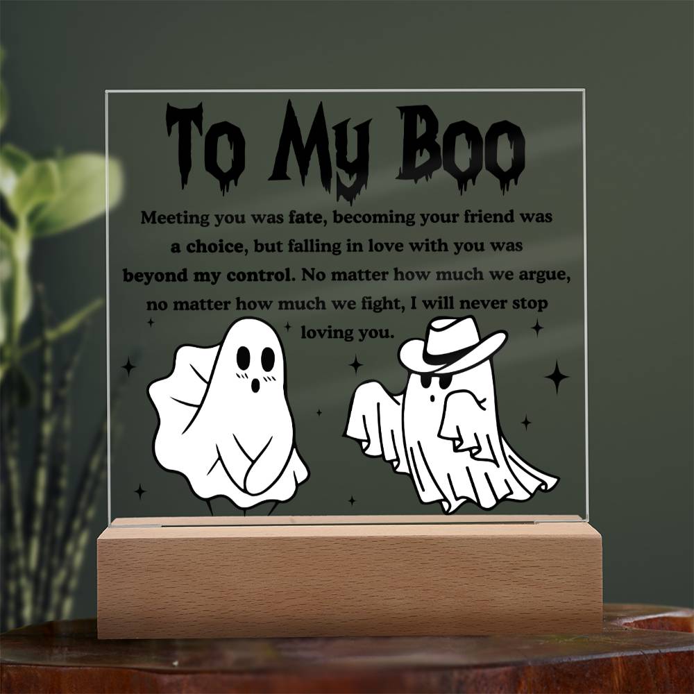 Soulmate Halloween Gift - My Boo - Acrylic Square Plaque with Available Night Light