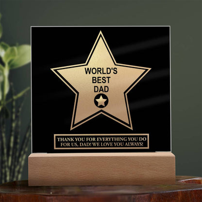 Dad Gift-Worlds Best Dad-Square Acrylic Plaque