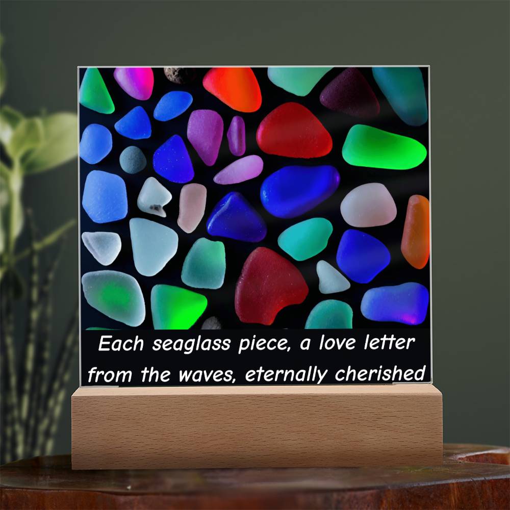 Sea Glass Love Letter Acrylic Plaque Table Top Display