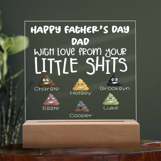 Personalized Fathers Day Gift For Dad - Little Shits Acrylic Plaque