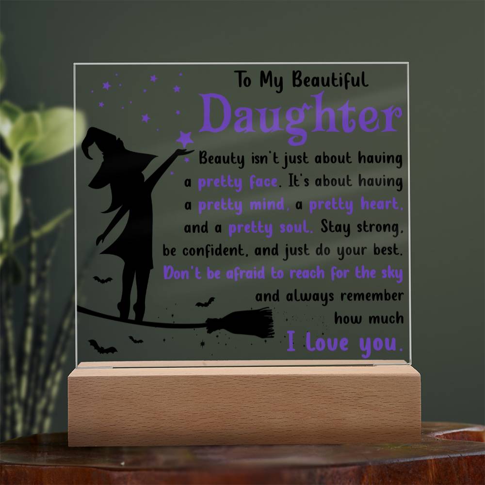 Halloween Gift For Daughter - Pretty Soul - Acrylic Square Plaque with Available LED Night Light