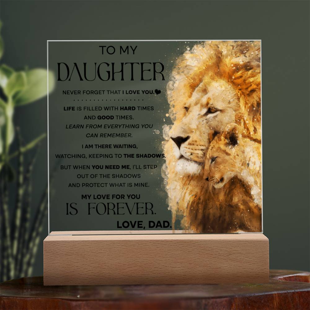 To My Daughter Gift - Acrylic Square Plaque with Available LED Night Light - Shadows