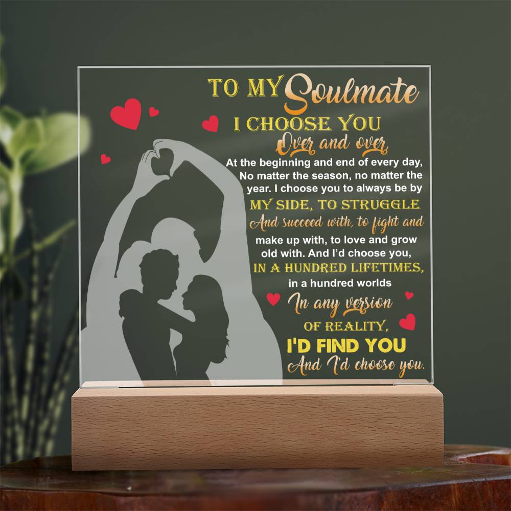 Soulmate Gift - By My Side - LED Acrylic Plaque Table Top Display