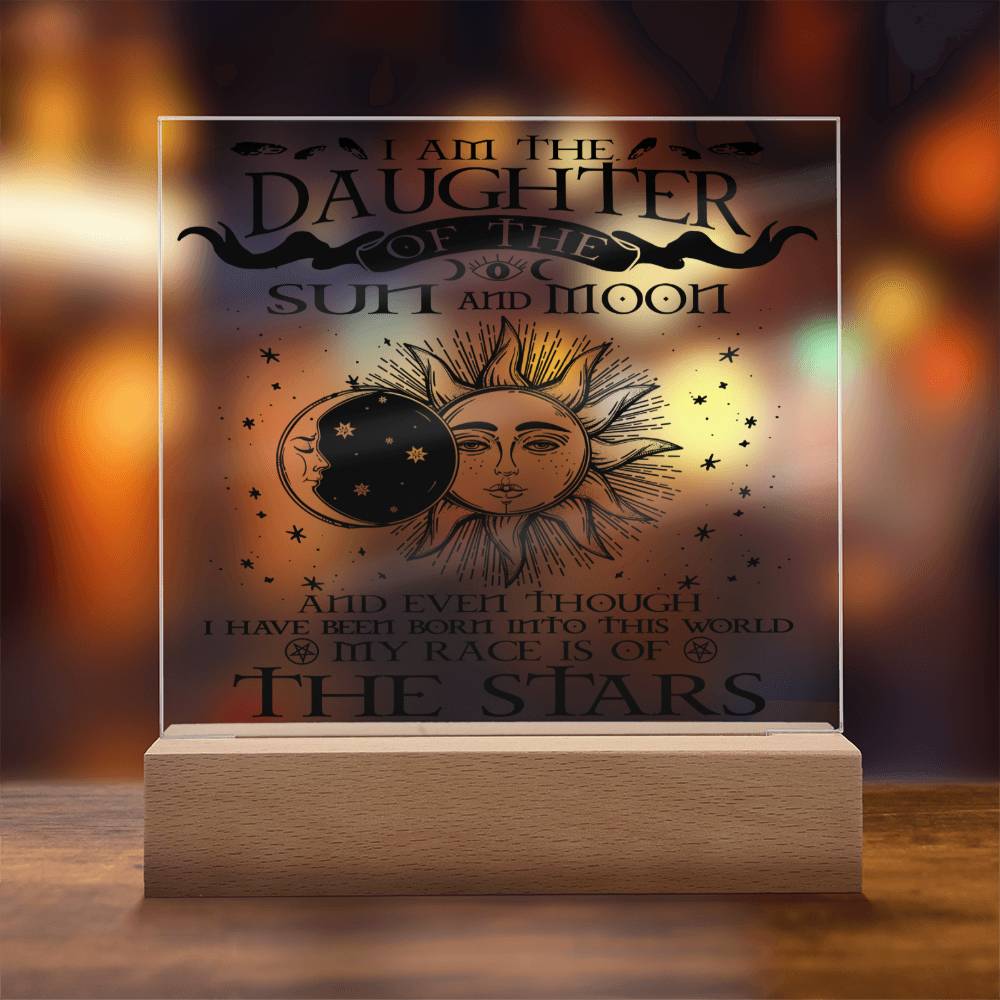 Halloween Gift For Daughter - Sun and Moon - Acrylic Square Plaque with Available LED Night Light