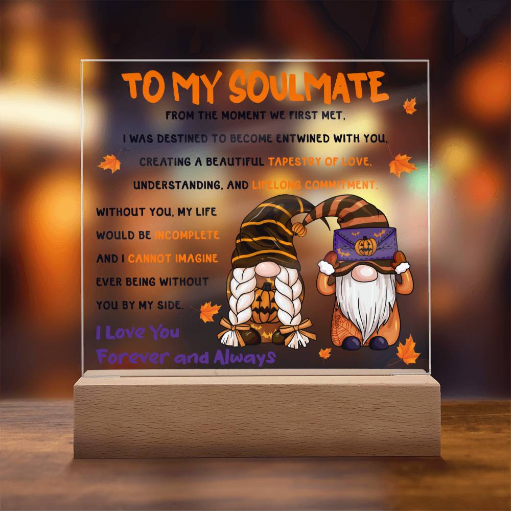 Soulmate Halloween Gift - First Met- Acrylic Square Plaque with Available Night Light