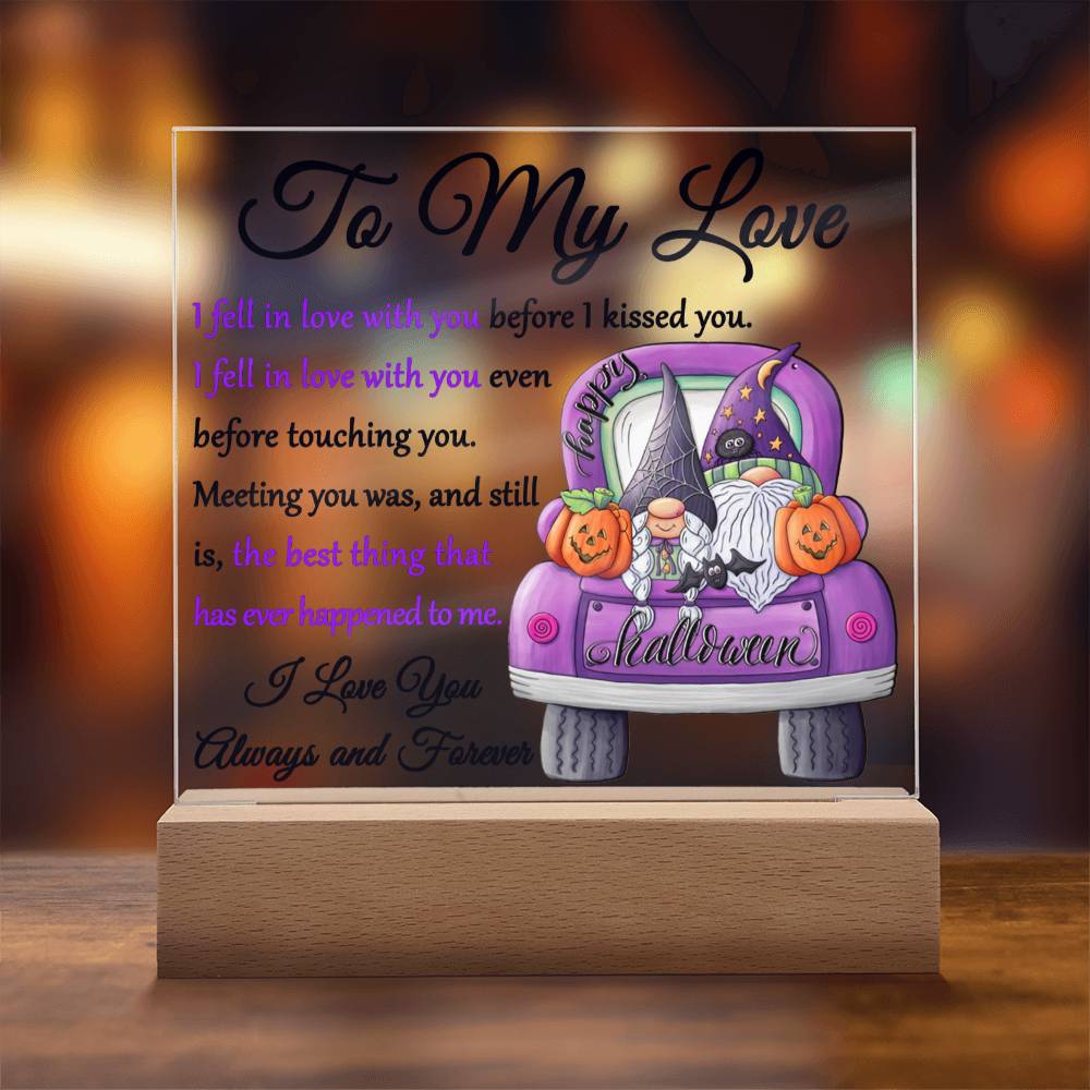 Soulmate Halloween Gift - Fell In Love - Acrylic Square Plaque with Available Night Light