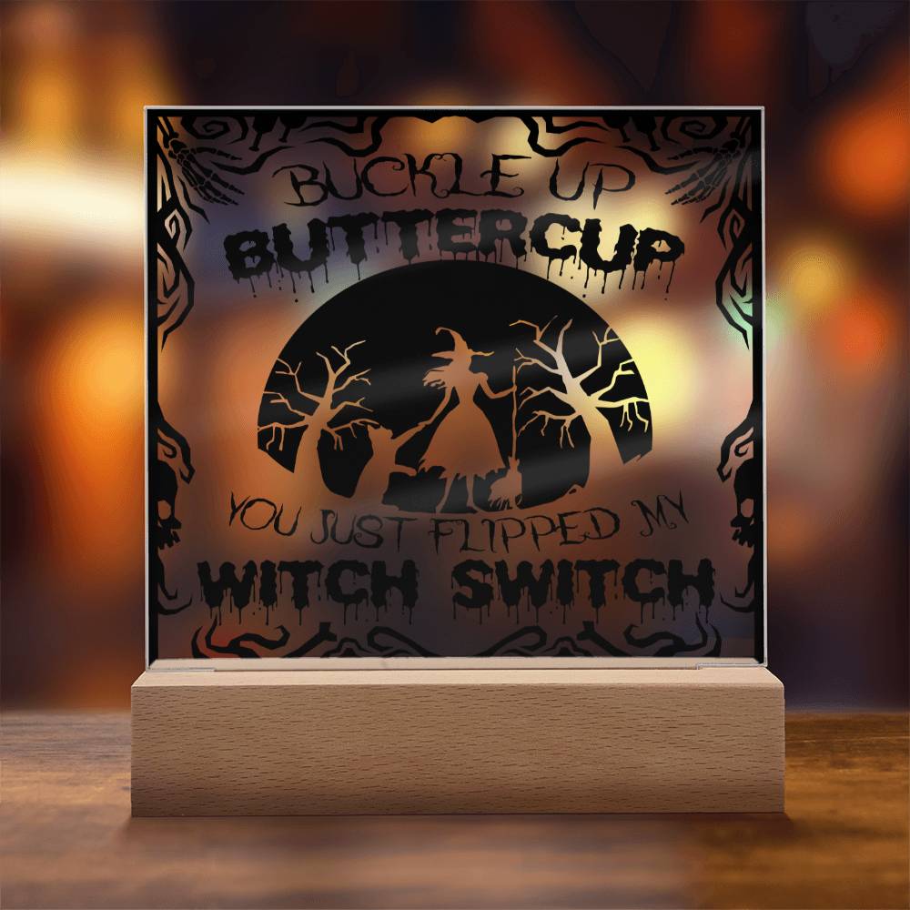 Halloween Gift - Buttercup - Acrylic Square Plaque with Available LED Night Light