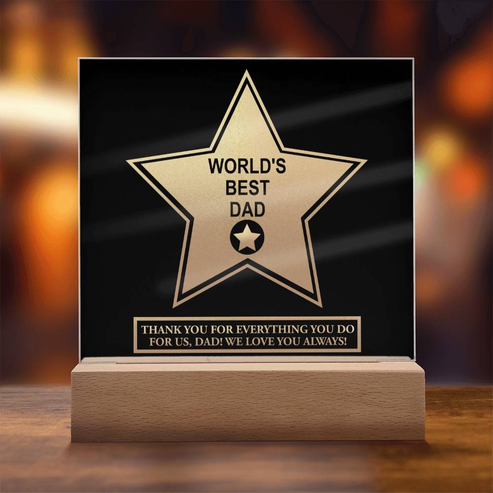 Dad Gift-Worlds Best Dad-Square Acrylic Plaque