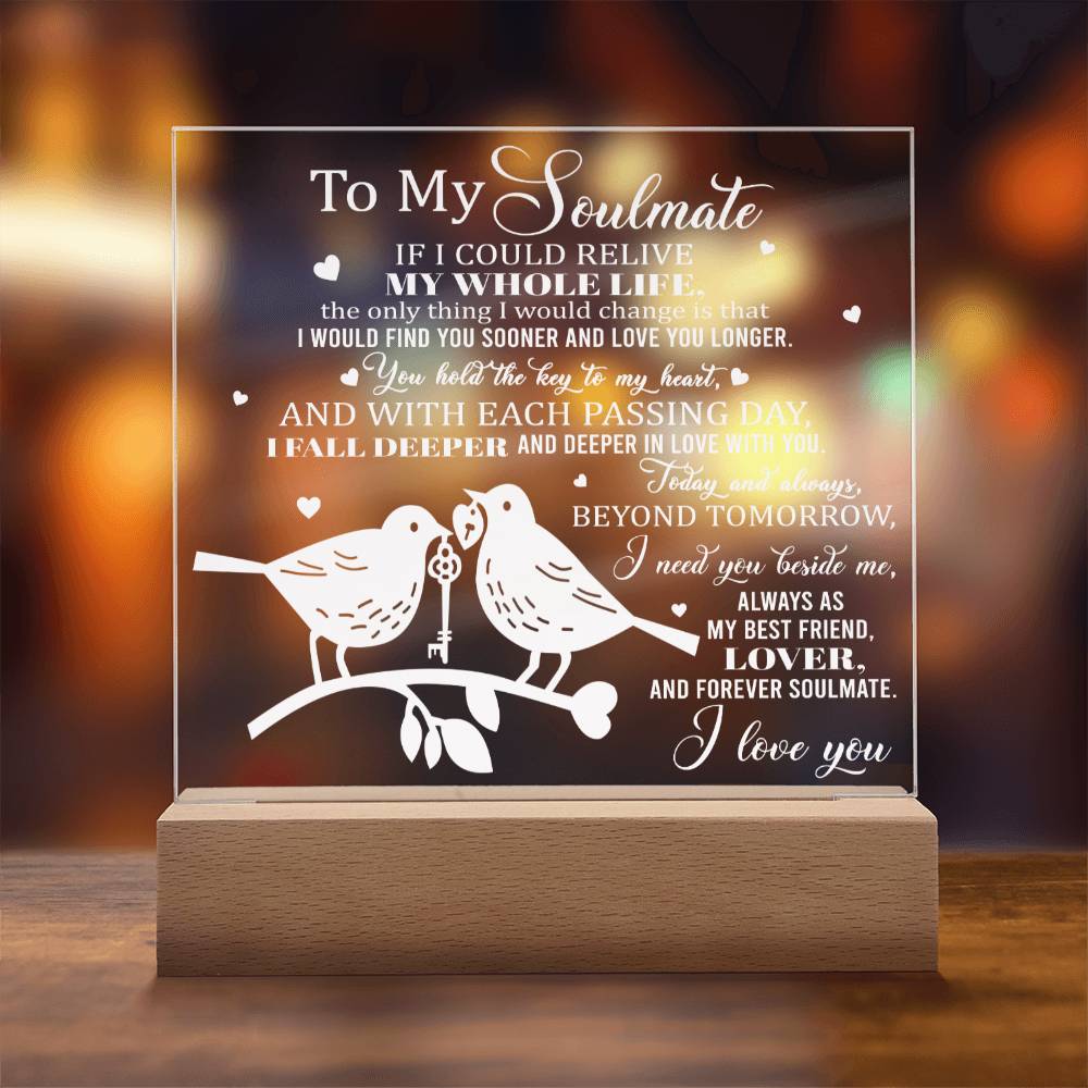 Soulmate Gift - Hold The Key - LED Acrylic Plaque Table Top Display