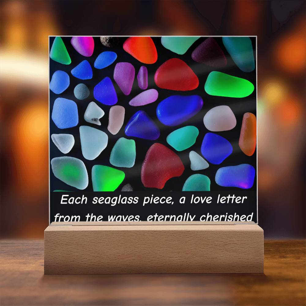 Sea Glass Love Letter Acrylic Plaque Table Top Display