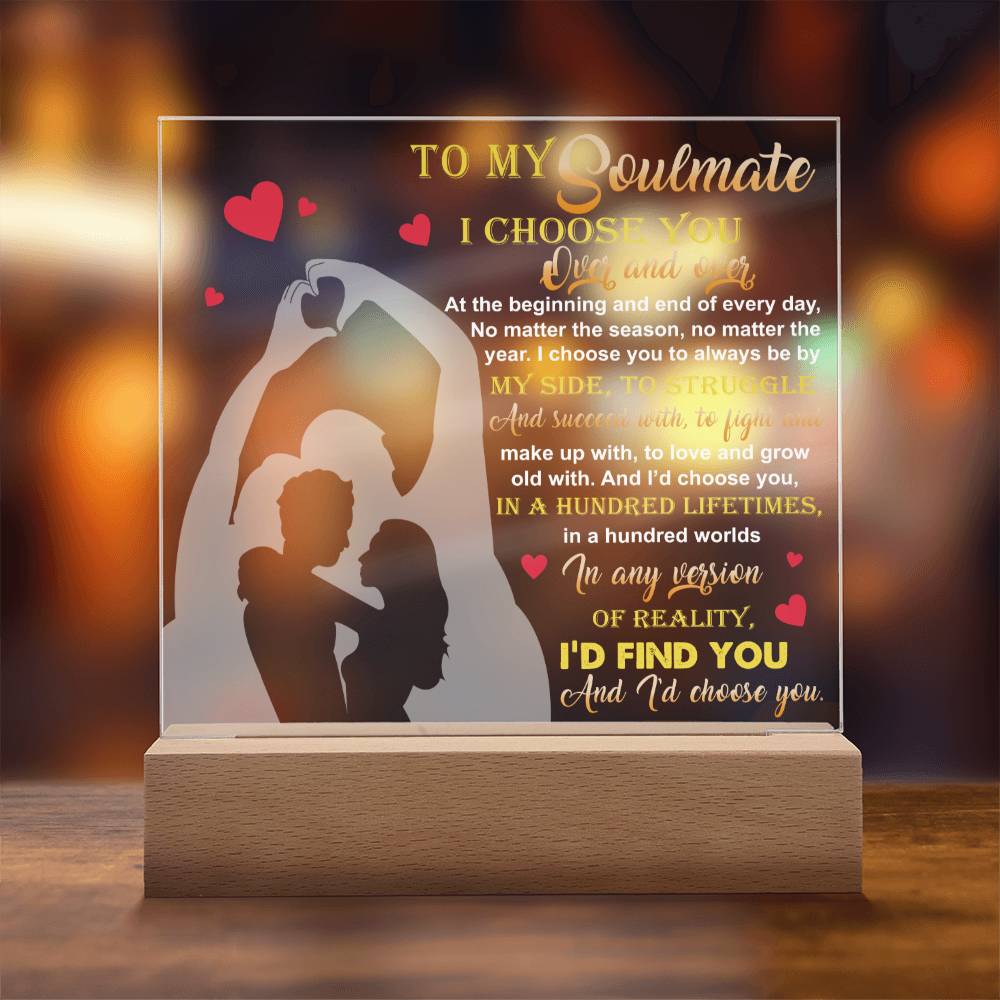 Soulmate Gift - By My Side - LED Acrylic Plaque Table Top Display