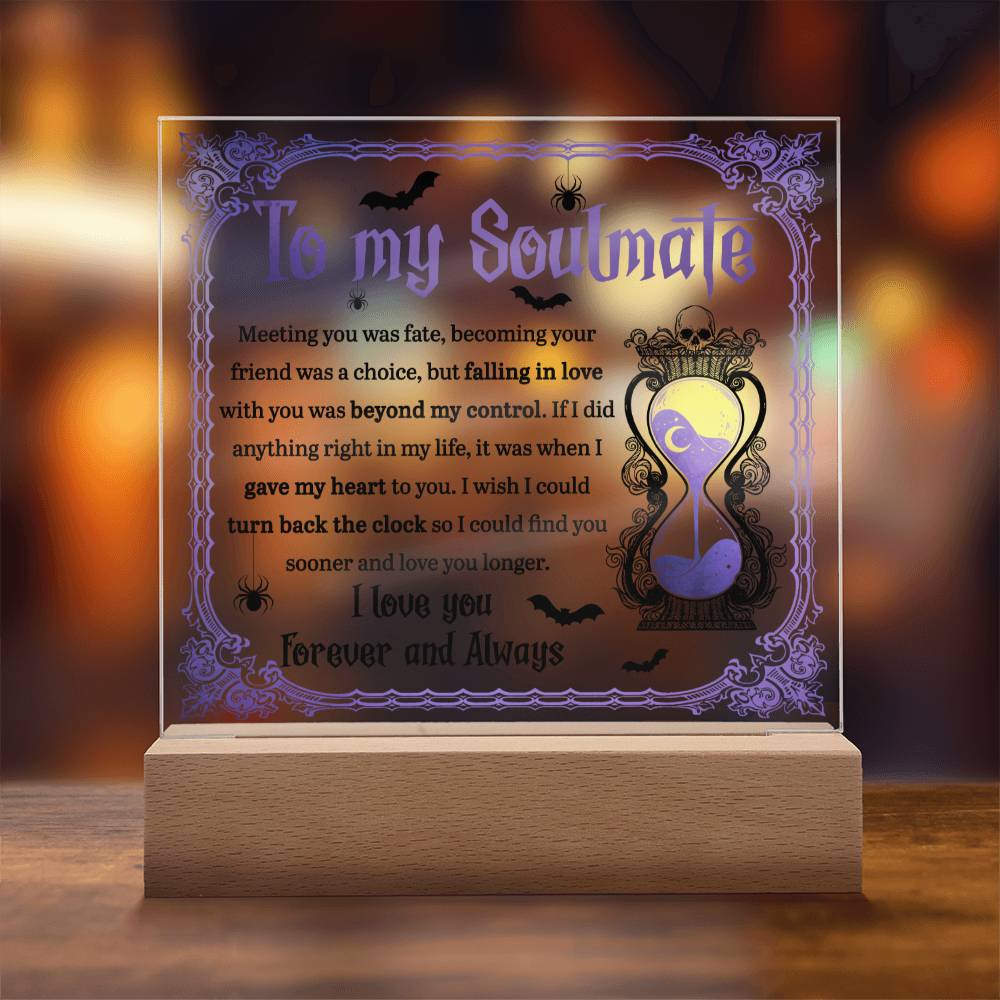 Soulmate Halloween Gift - Beyond Control - Acrylic Square Plaque with Available Night Light