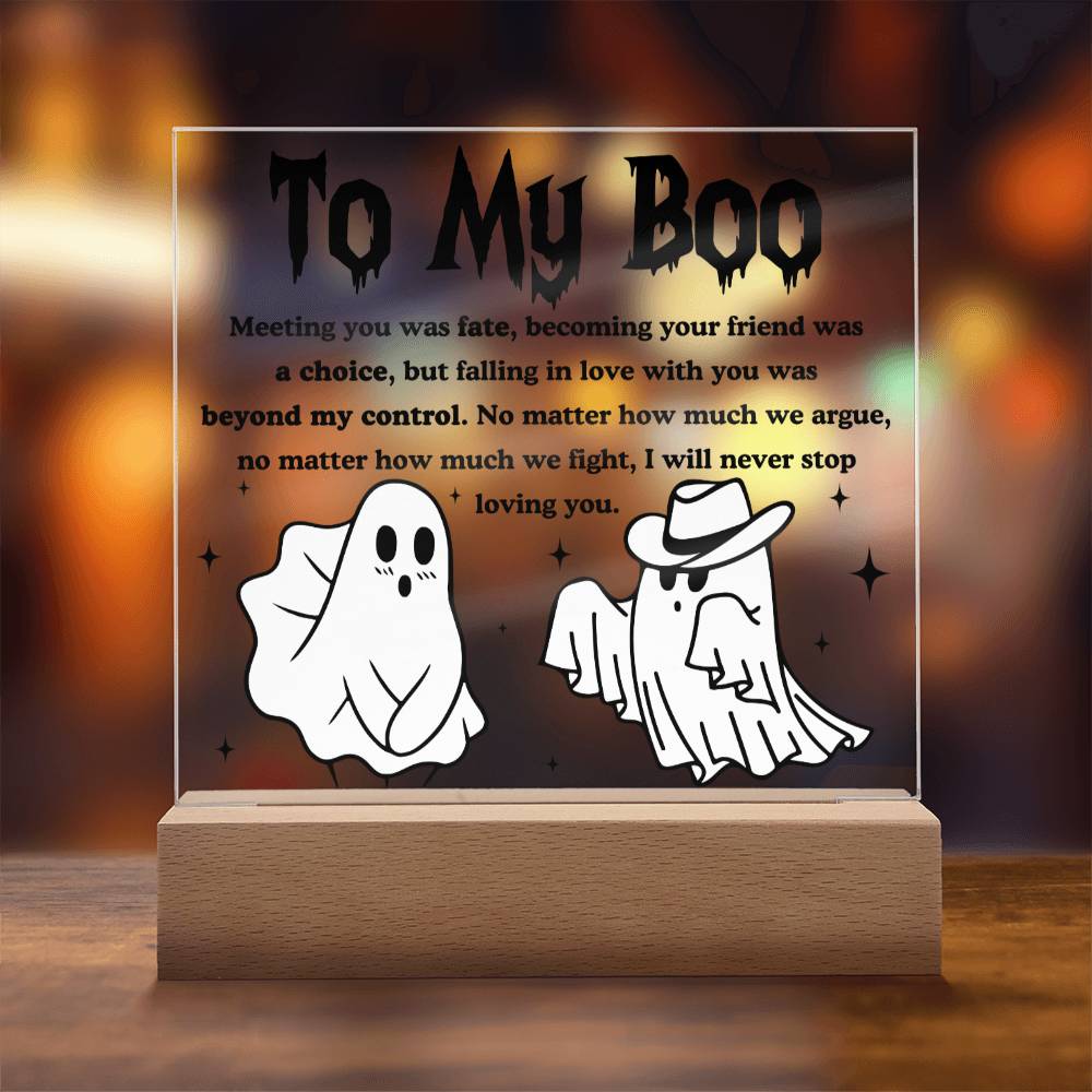 Soulmate Halloween Gift - My Boo - Acrylic Square Plaque with Available Night Light