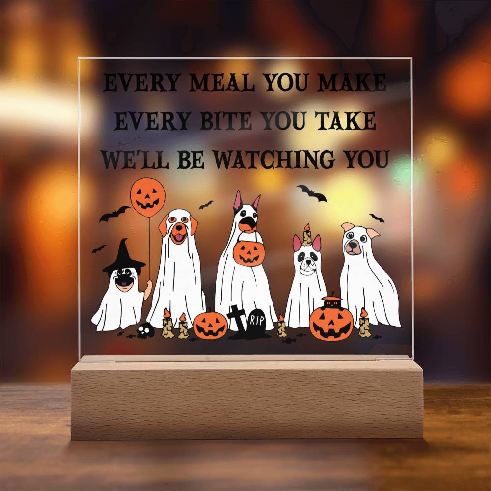 Halloween Gift - Watching You - Acrylic Square Plaque with Available Night Light