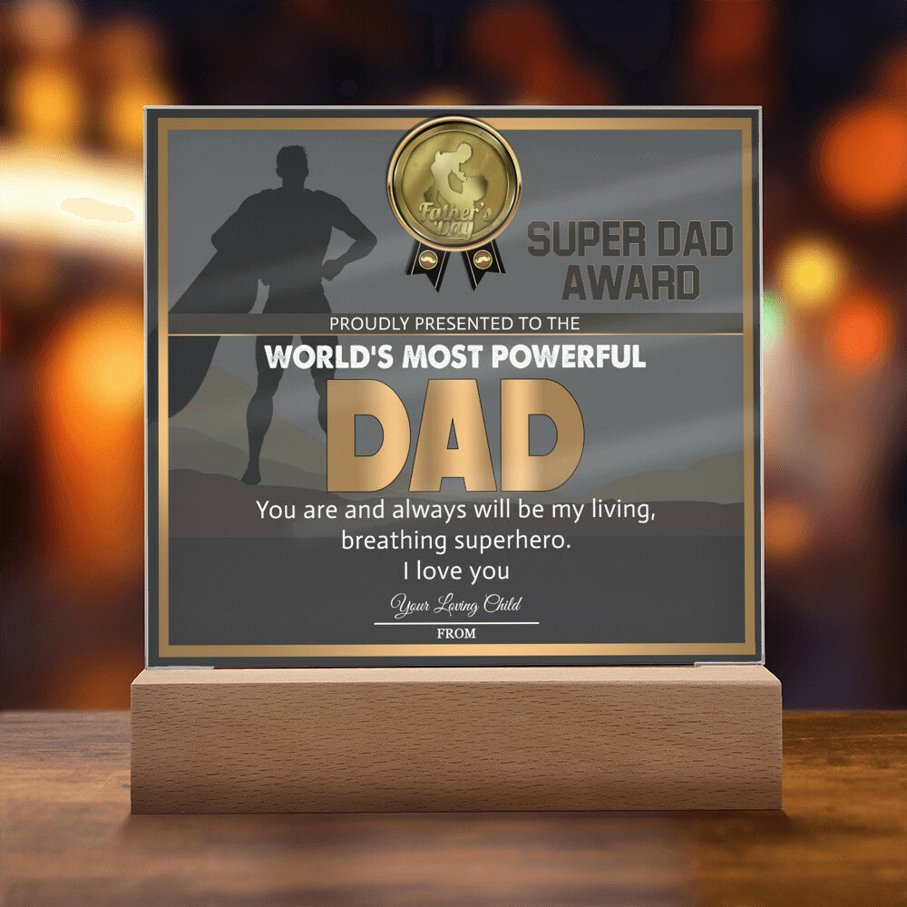 Dad Gift-Super Dad Award-Square Acrylic Plaque