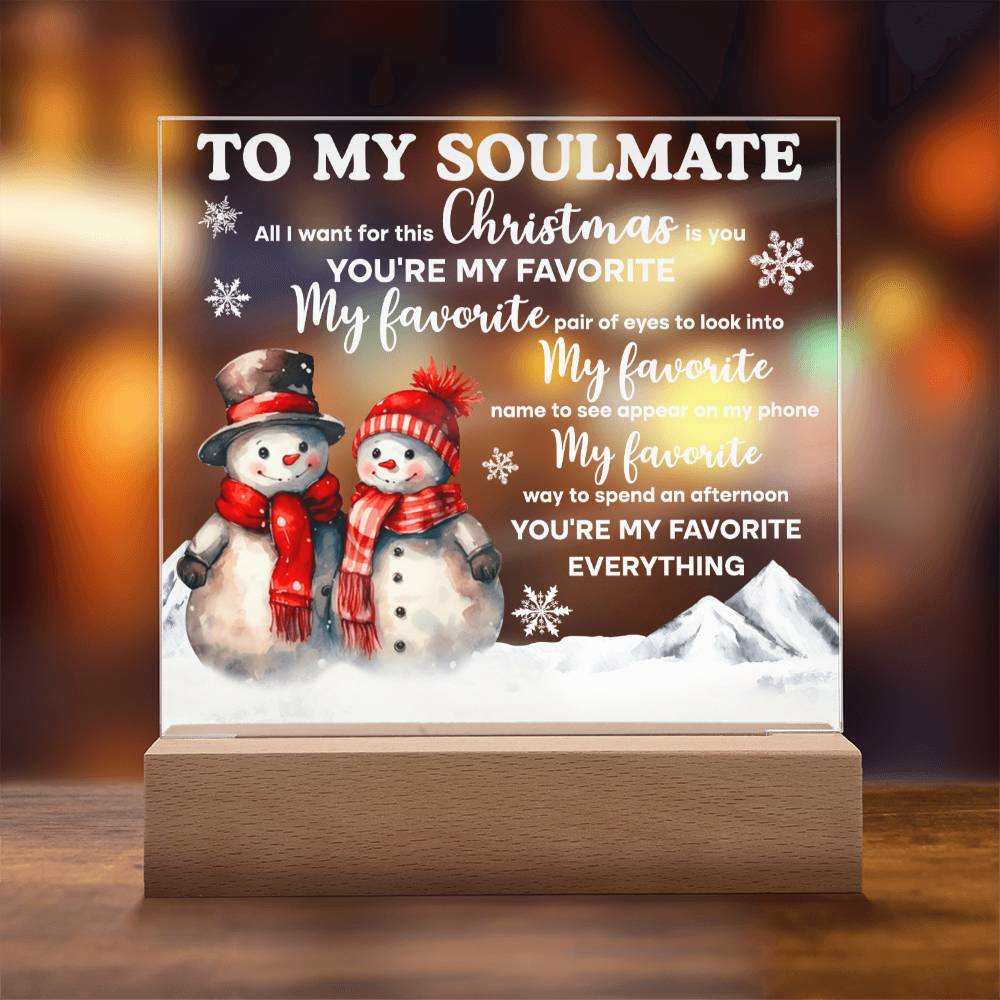 Soulmate Christmas Gift - My One and Only - Acrylic  Plaque with Available LED Night Light