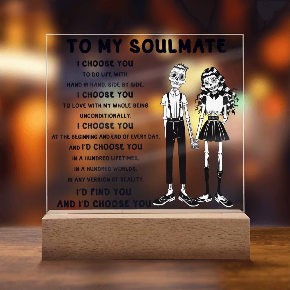 Soulmate Halloween Gift - Hundred Lifetimes - Acrylic Square Plaque with Available Night Light