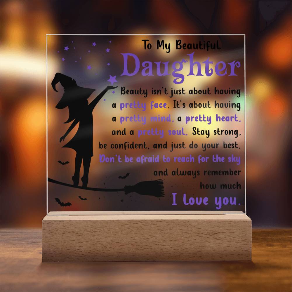 Halloween Gift For Daughter - Pretty Soul - Acrylic Square Plaque with Available LED Night Light