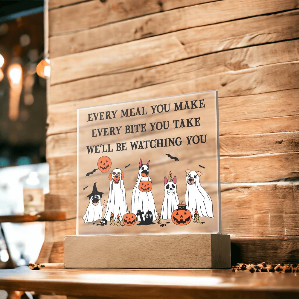 Halloween Gift - Watching You - Acrylic Square Plaque with Available Night Light