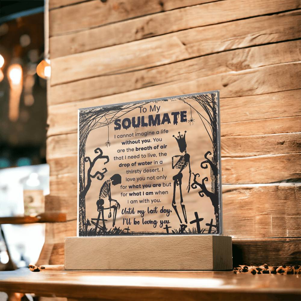 Soulmate Halloween Gift - Breath of Air - Acrylic Square Plaque with Available LED Night Light