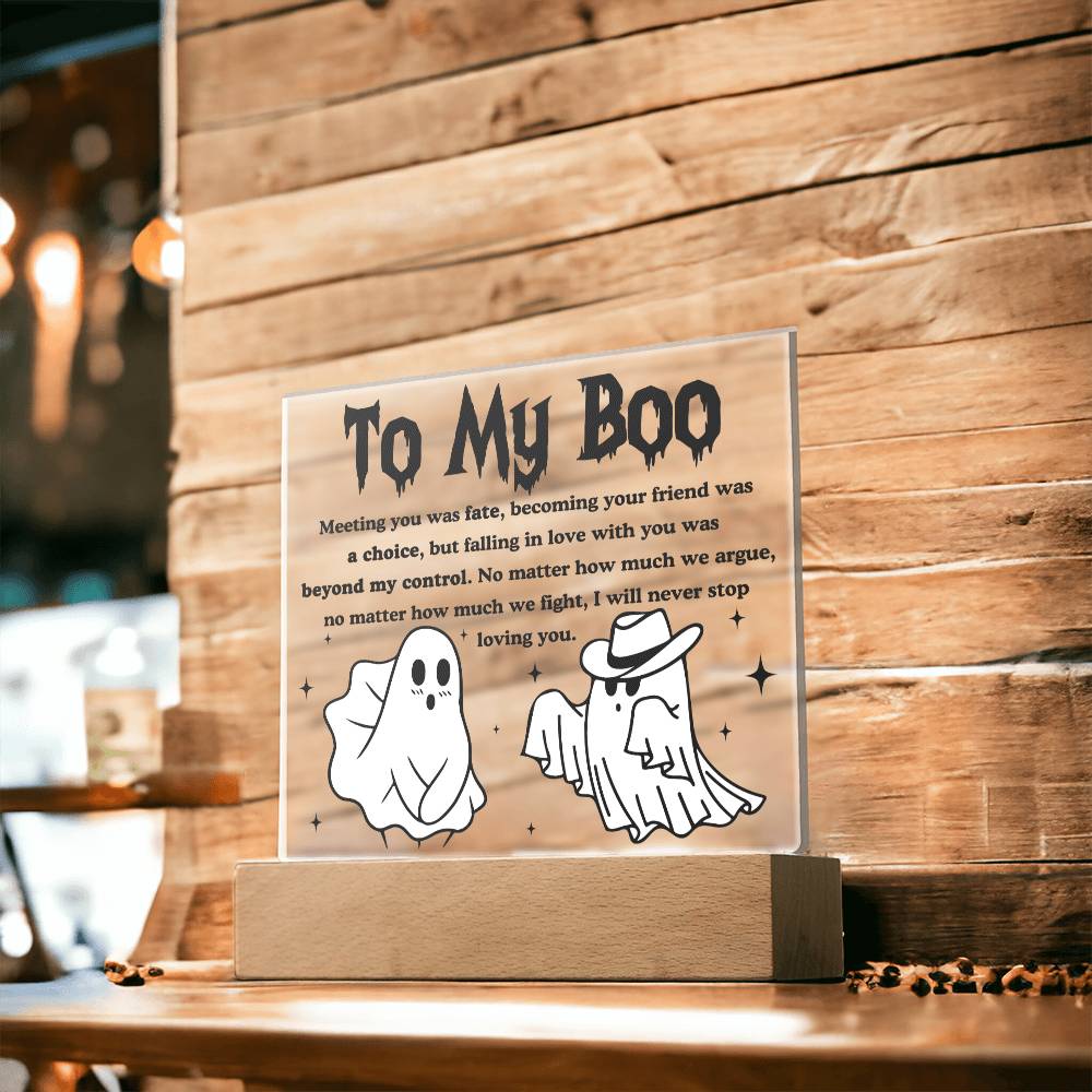 Soulmate Halloween Gift - My Boo - Acrylic Square Plaque with Available Night Light