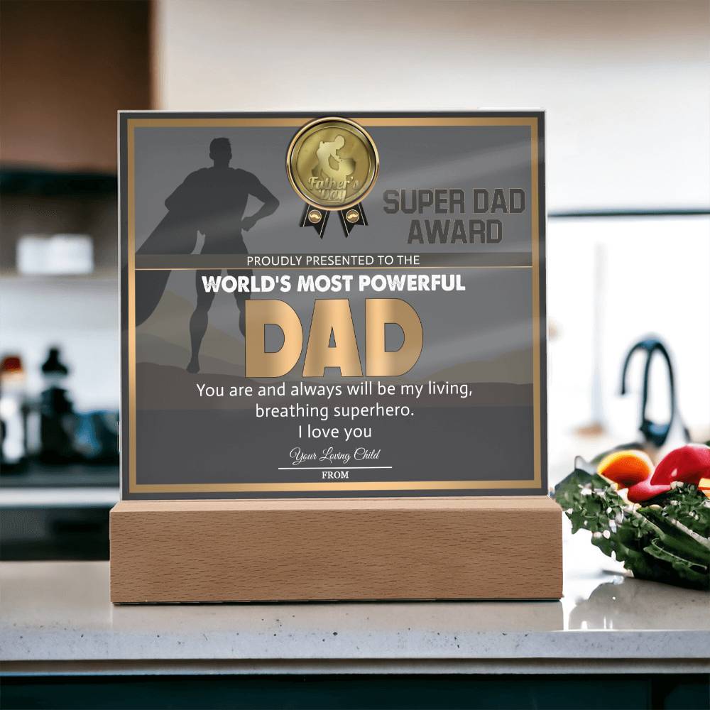 Dad Gift-Super Dad Award-Square Acrylic Plaque