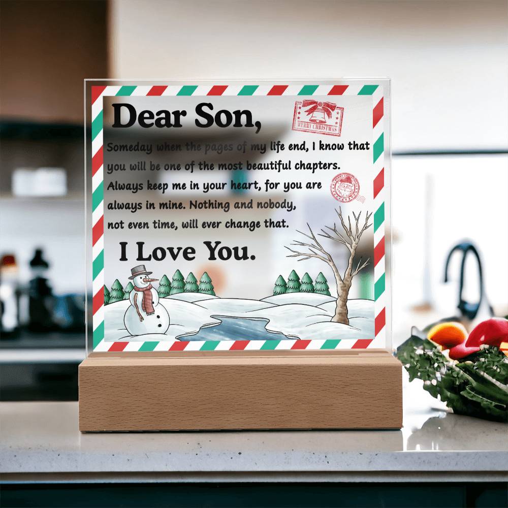 Gift For Son - Acrylic Square Plaque with Available LED Night Light - Beautiful Chapters