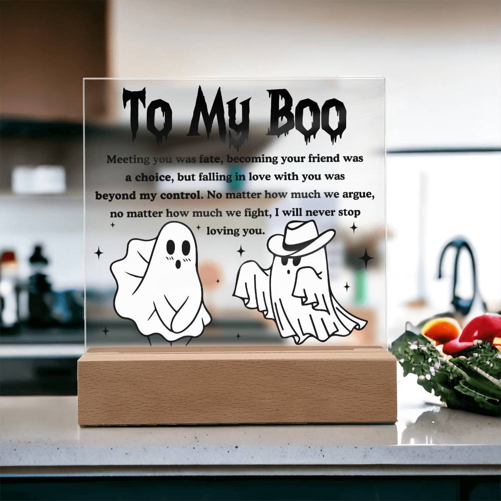 Soulmate Halloween Gift - My Boo - Acrylic Square Plaque with Available Night Light