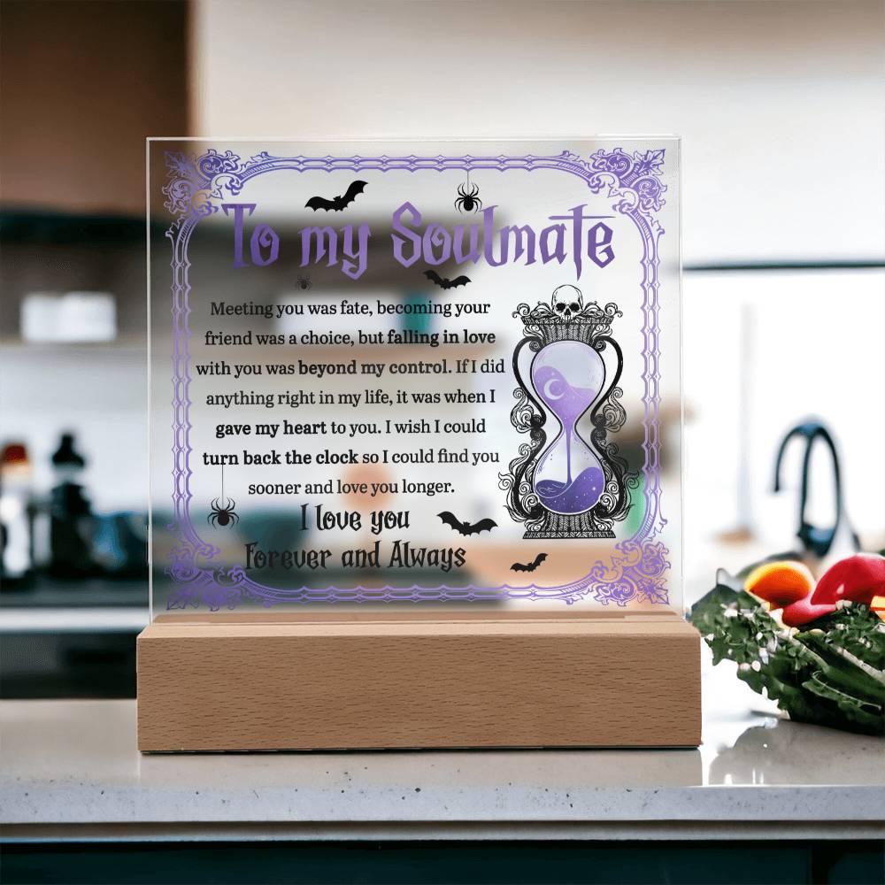 Soulmate Halloween Gift - Beyond Control - Acrylic Square Plaque with Available Night Light